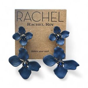 RACHEL Rachel Roy Gold-Tone Crystal Double Flower Statement Earrings